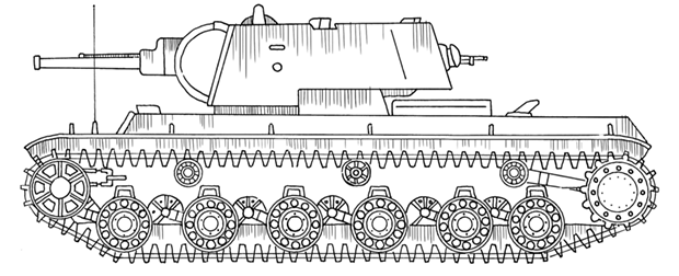Важкий танк КВ−1, вид збоку 