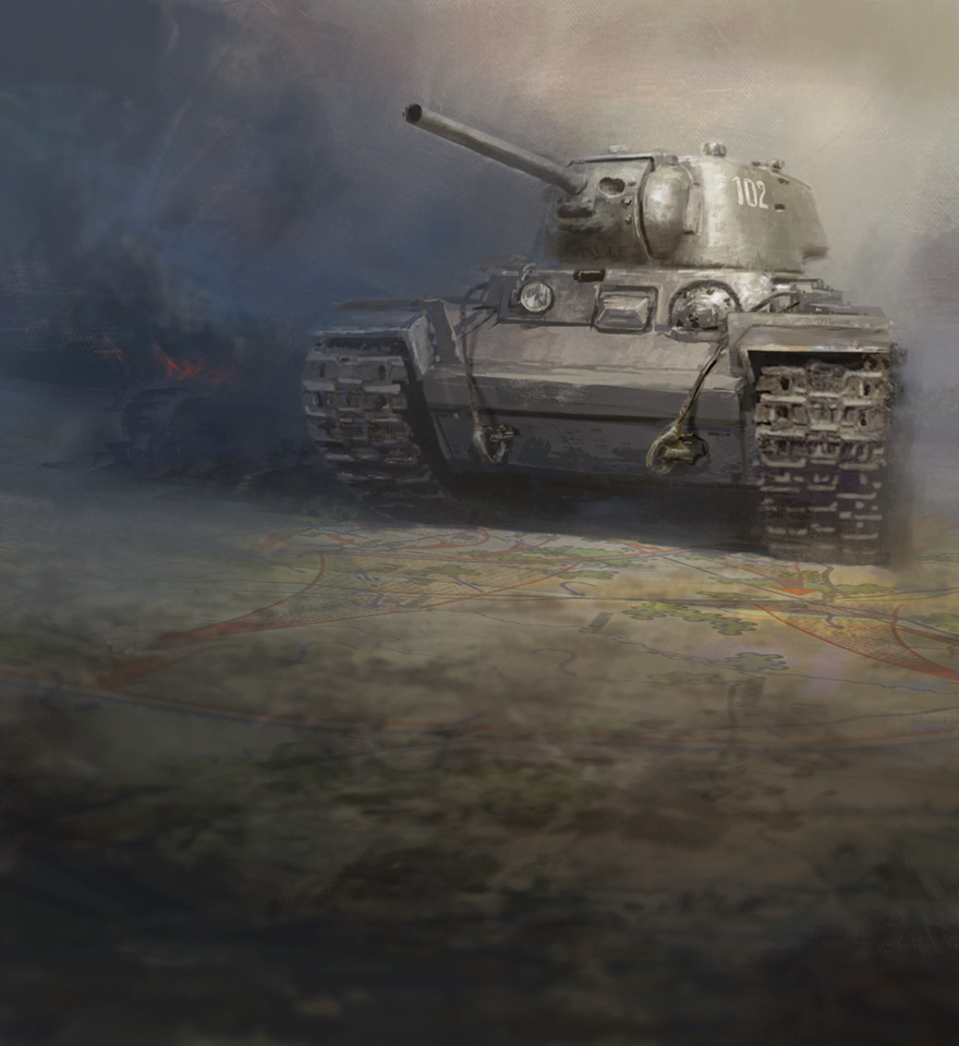 Ілюстрація – Важкий танк КВ−1 на мапі бойових дій